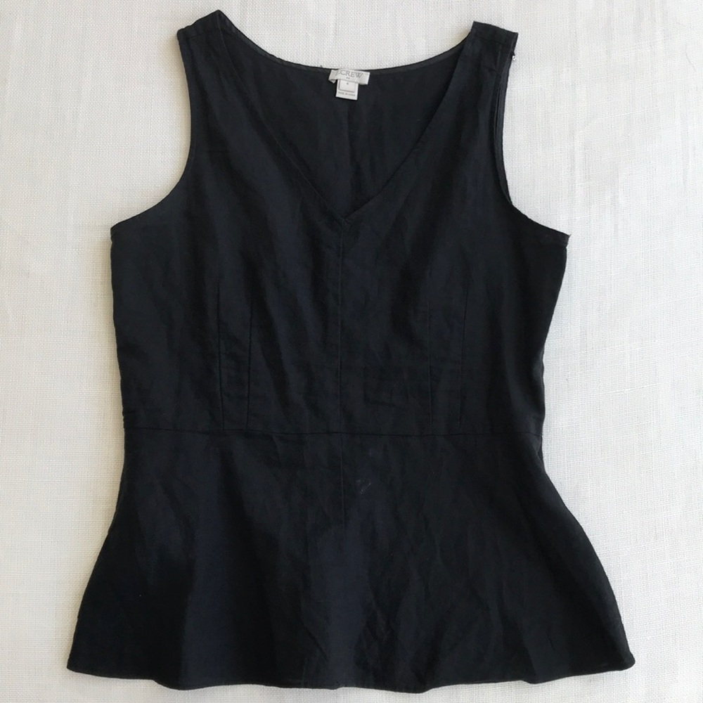 Jcrew Factory Black Linen Peplum top size 4